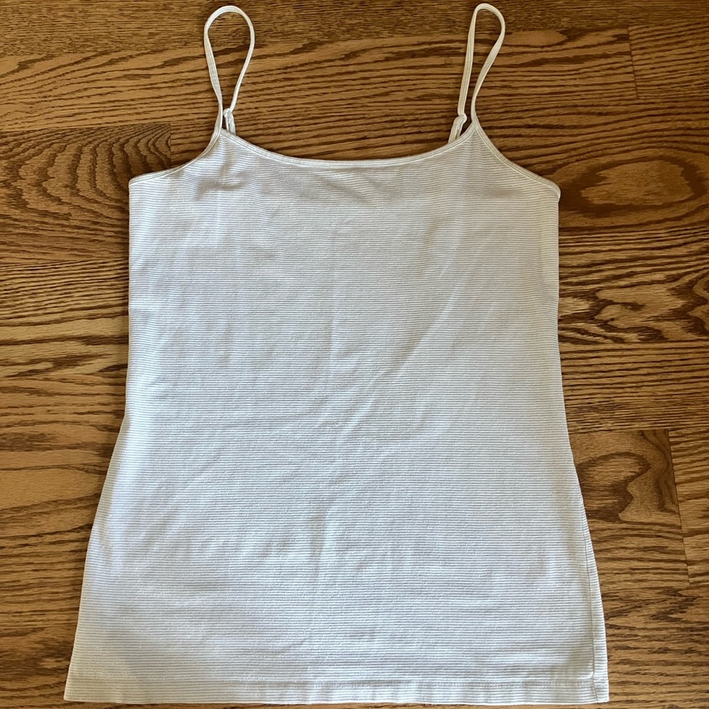Loft Ann Taylor white silver stripe tank top medium